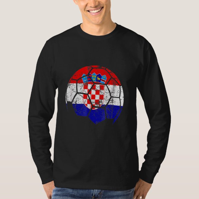 Kroatiens fotbollsgrupp stöder Kroatiens Flagga Fo T Shirt (Framsida)