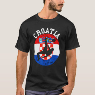 Kroatiens fotbollslag Hrvatska (Kroatien) - Flagga T Shirt