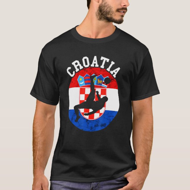 Kroatiens fotbollslag Hrvatska (Kroatien) - Flagga T Shirt (Framsida)