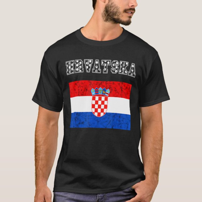 Kroatiens fotbollslag Hrvatska-Pridet Kroatiens kr T Shirt (Framsida)