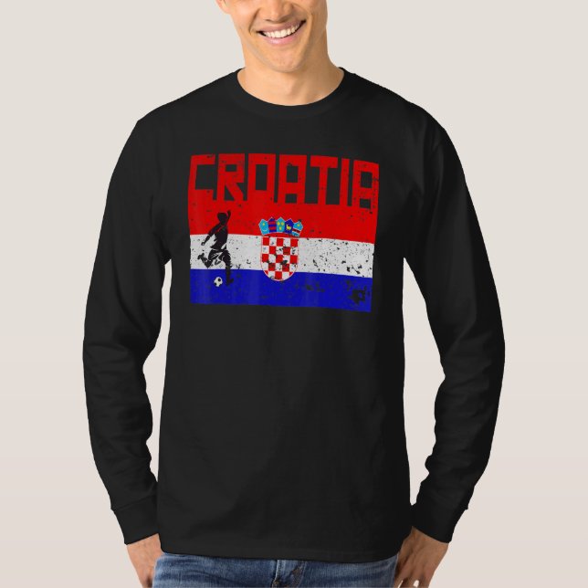 Kroatiens fotbollsspelare Fläkt Jersey Flagga Zagr T Shirt (Framsida)
