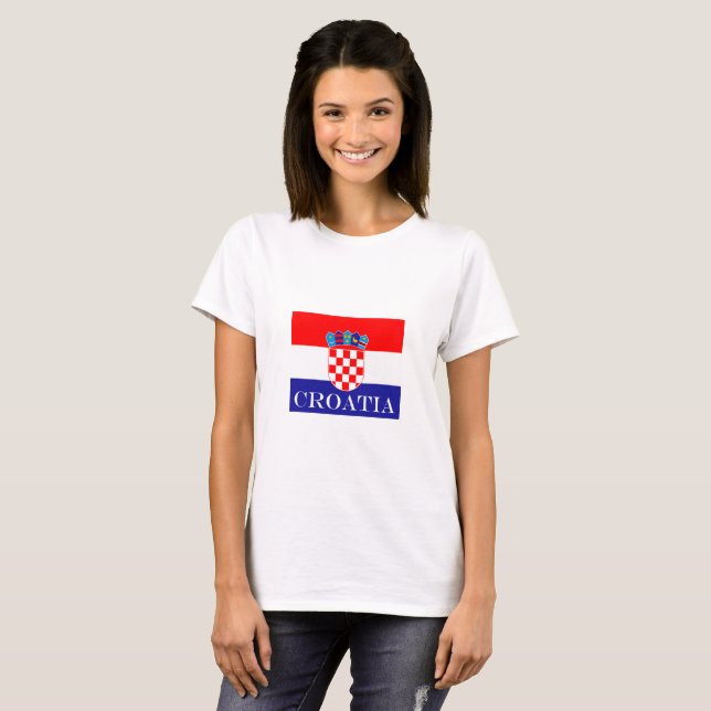 Kroatiens nationella flagga Zastava Hrvatske T Shirt (Hel framsida)