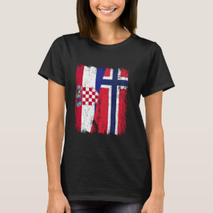 Kroatiens Norge Halva Flagga Kroatiska norska Ance T Shirt