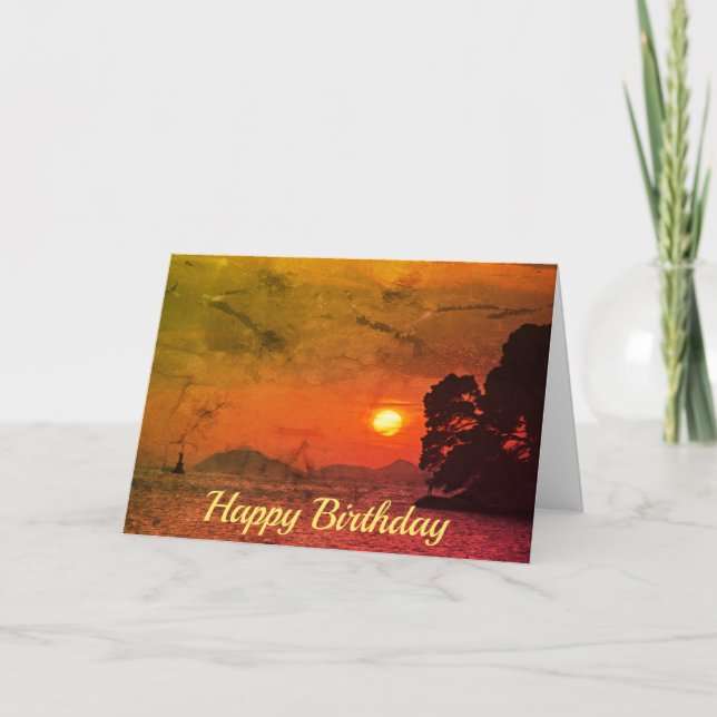 Kroatiens syn på solnedgången 1974 Filterfödelseda Kort (Framsida)