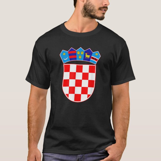 Kroatiens T-skjorta Jackar av arm Tee Flagga souve (Framsida)