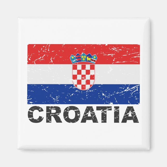Kroatiens Vintage Flagga Magnet (Framsidan)