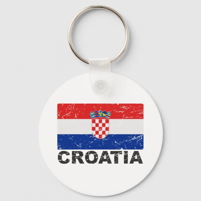 Kroatiens Vintage Flagga Nyckelring (Framsida)