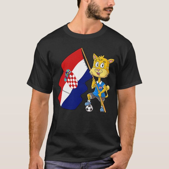 Kroatisk fan cat t shirt (Framsida)