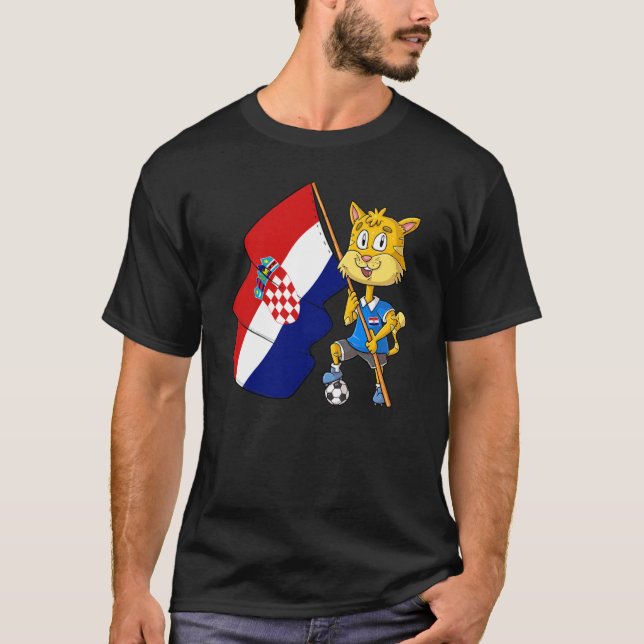 kroatisk fan katt t shirt (Framsida)