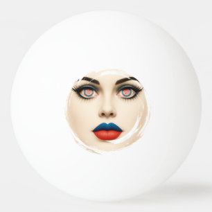 Kroatisk flagg-ansikte – Pop Art-porträtt med ögon Pingisboll