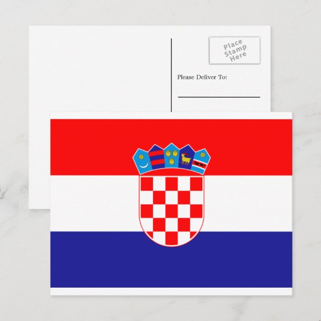 Kroatisk flagg, Kroatiens flagga Vykort (Fram/baksida)