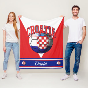Kroatisk Flagga Fotboll Namn Fleecefilt
