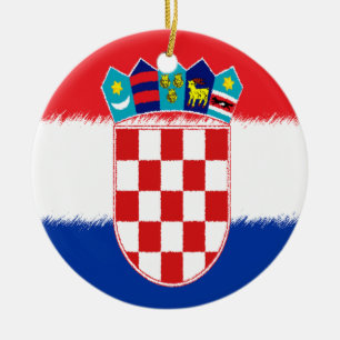 Kroatisk flagga julgransprydnad keramik