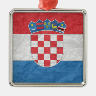 Kroatisk flagga julgransprydnad metall
