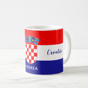 Kroatisk Flagga med röd vit Checkers Namn Kaffemugg