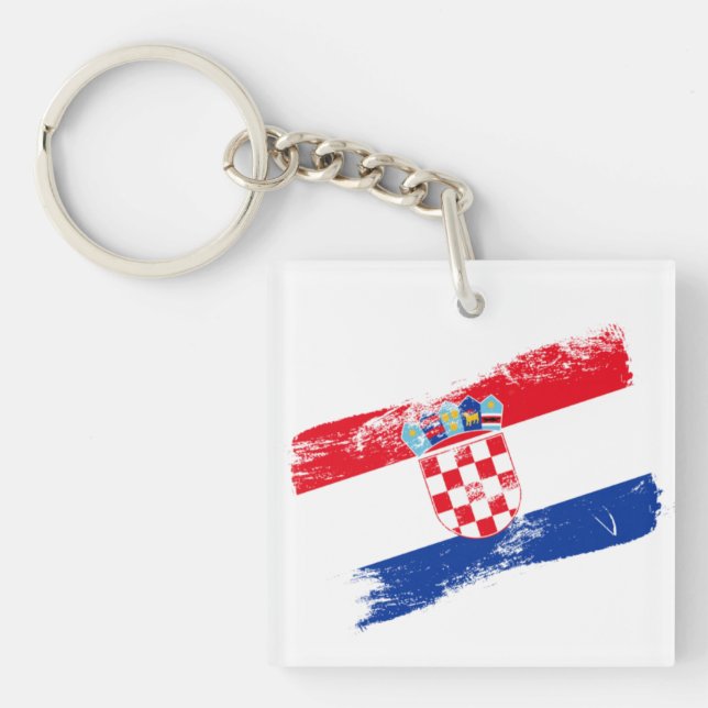Kroatisk flaggnyckelring – perfekt souvenir och gå (Framsidan)