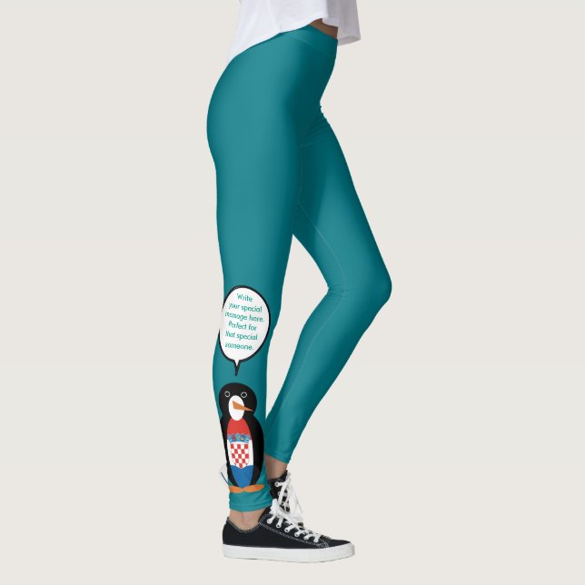 Kroatisk flaggpratande Ms Penguin Personlig  Leggings (Höger)