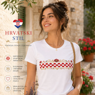 Kroatisk folkdräktsinspirerad kvinnlig T-shirt i s