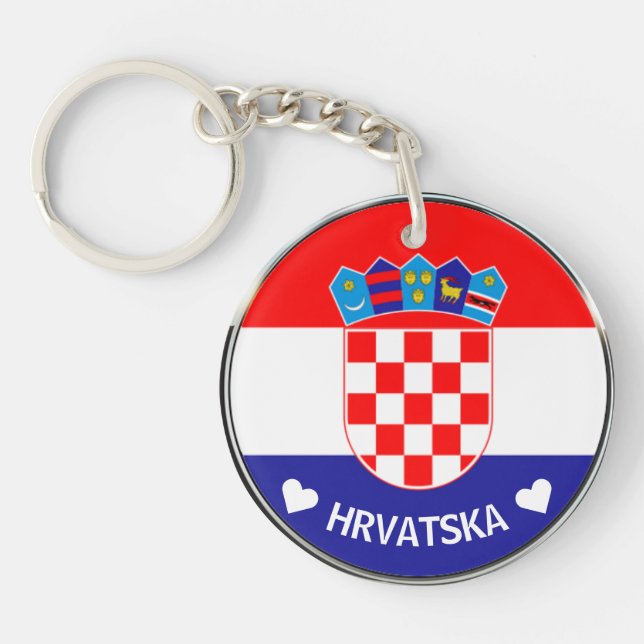 Kroatisk Jacka av Arm | Hrvatski grb w/Text (Framsidan)