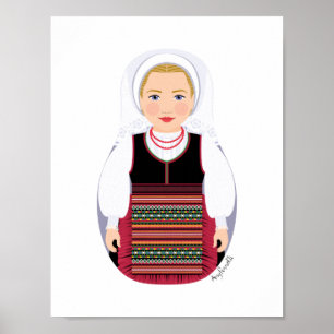 Kroatisk Lika Blond Matryoshka Affisch