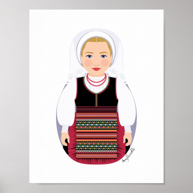 Kroatisk Lika Blond Matryoshka Affisch (Framsidan)