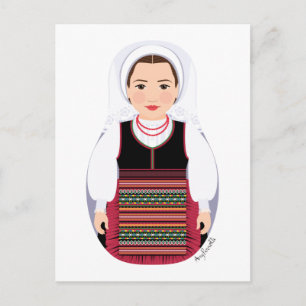 Kroatisk Lika Brunett Matryoshka Vykort