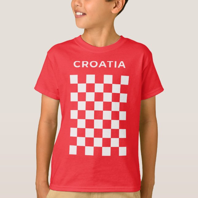 Kroatisk rutig vit t shirt (Framsida)