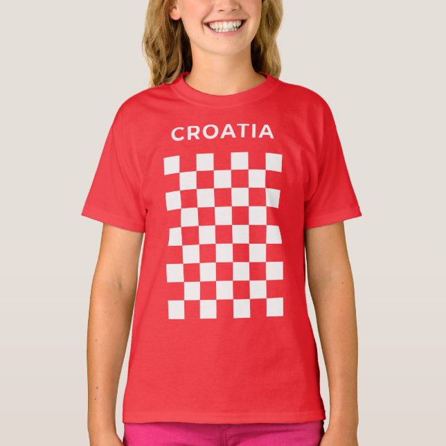 Kroatisk rutig vit t shirt (Framsida)