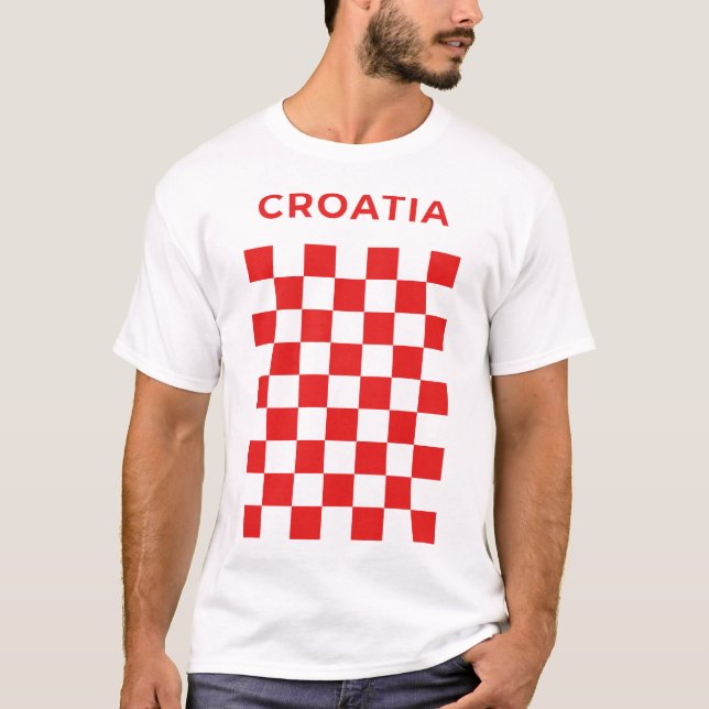Kroatisk rutmönstrad röd t shirt (Framsida)