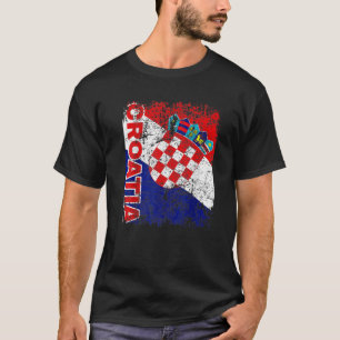 KROATISK Vintage Kroatien, Flagga KROATISKA FLAGGA T Shirt