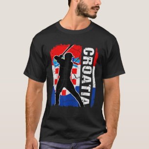 Kroatiska baskiska spelare Kroatien Flagga Basebal T Shirt
