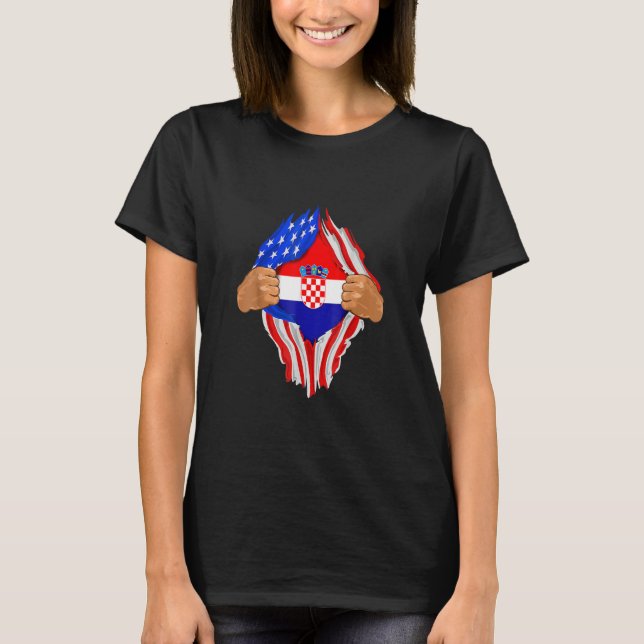 Kroatiska blodet inuti mig Kroatien Flagga Gif T Shirt (Framsida)