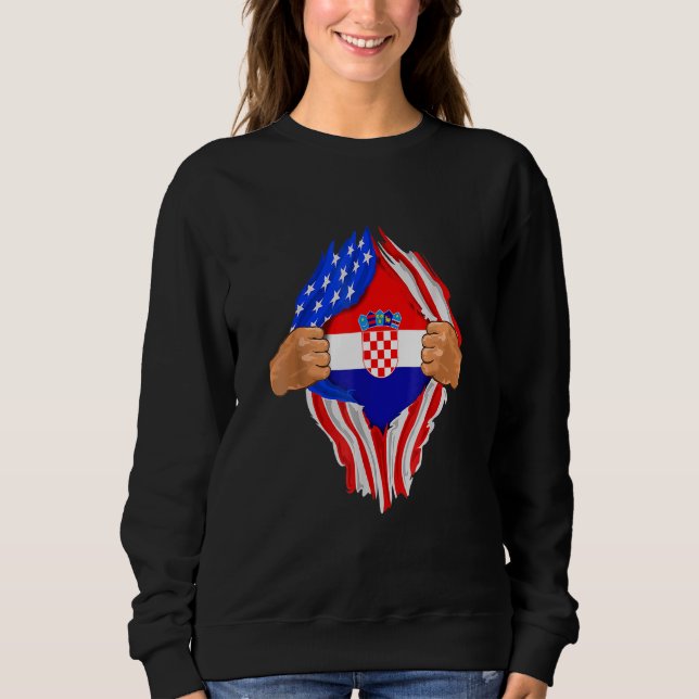 Kroatiska blodet inuti mig Kroatien Flagga T Shirt (Framsida)
