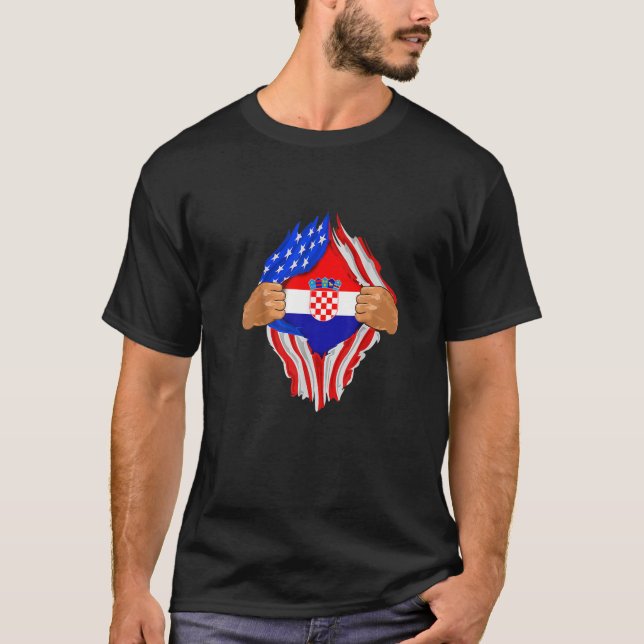 Kroatiska blodet inuti mig Kroatien Flagga T Shirt (Framsida)