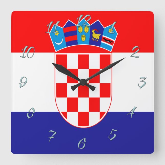 Kroatiska flagga fyrkantig klocka (Framsida)