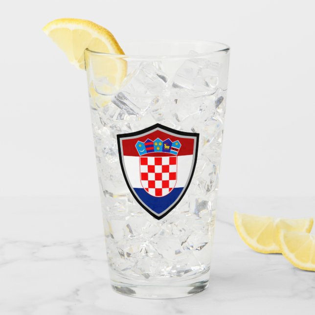 Kroatiska flagga glaskopp (Framsida Ice)
