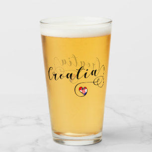 Kroatiska Flagga Heart, I Kärlek Kroatien Glaskopp