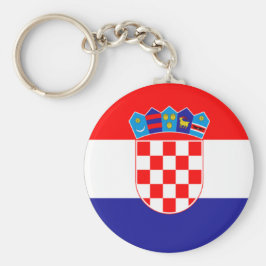 Kroatiska Flagga Jackande Arm Rund Silverfärgad Nyckelring