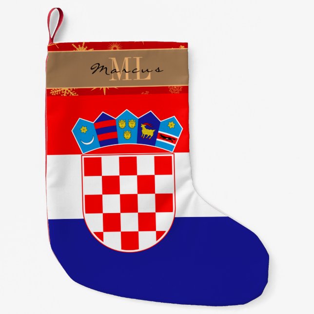 Kroatiska Flagga, Kroatien, monogram Liten Julstrumpa (Framsidan)