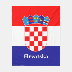 Kroatiska Flagga med Anpassningsbar Text Hrvatska Fleecefilt