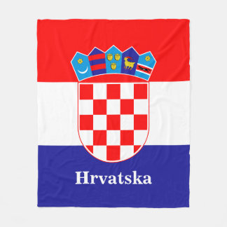 Kroatiska Flagga med Anpassningsbar Text Hrvatska Fleecefilt