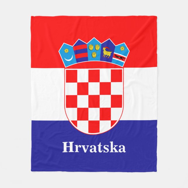 Kroatiska Flagga med Anpassningsbar Text Hrvatska Fleecefilt (Framsidan)