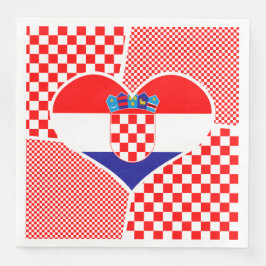 Kroatiska Flagga med Checkerss Collage Pappersservett