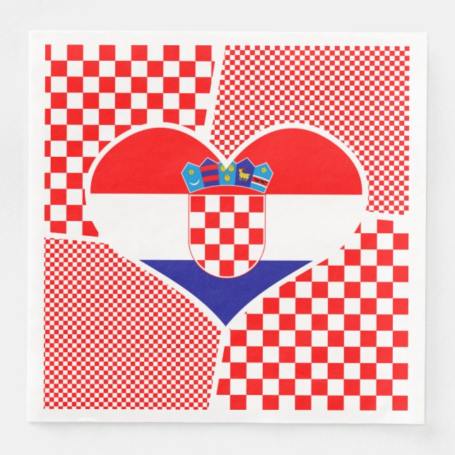 Kroatiska Flagga med Checkerss Collage Pappersservett (Framsida)