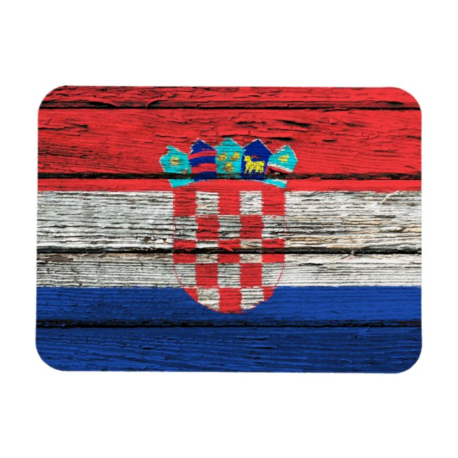 Kroatiska Flagga med grov träbete Magnet (Horisontell)