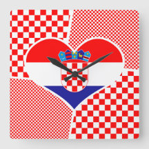 Kroatiska Flagga med hjärtkollage med Checkers
