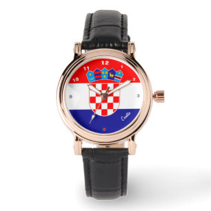 Kroatiska Flagga och kroatiska mode hjärta/sport Armbandsur