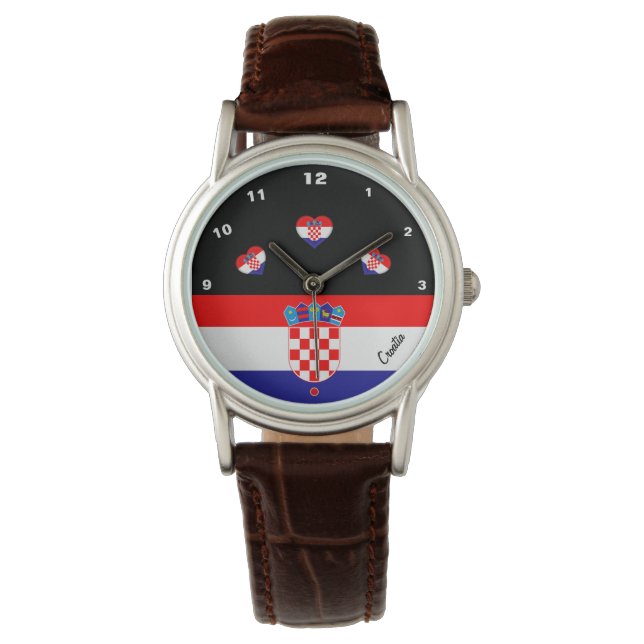 Kroatiska Flagga och kroatiska mode hjärta/sport Armbandsur (Framsida)