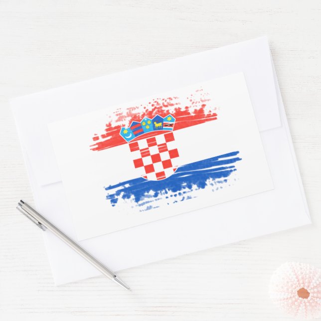 Kroatiska flagga rektangulärt klistermärke (Kuvert)