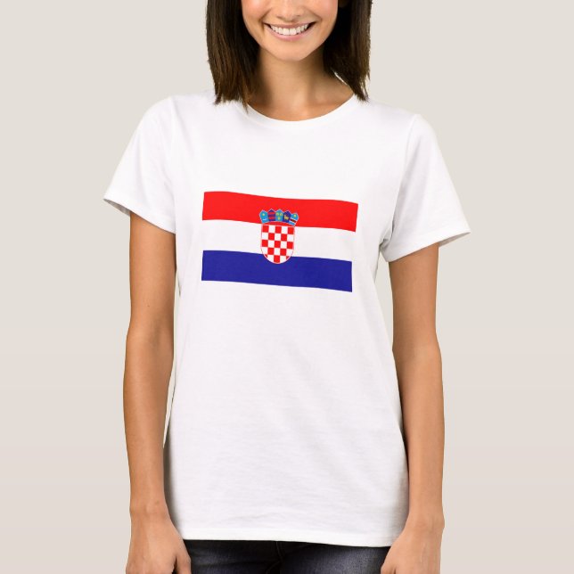 Kroatiska Flagga T Shirt (Framsida)